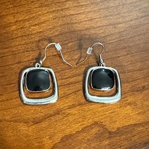 silver square dangling earrings